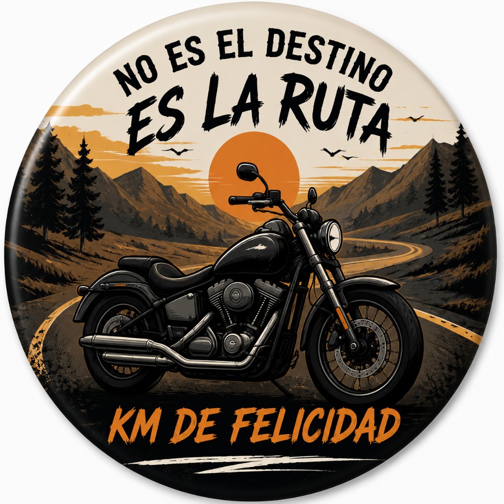 Chapa Km de felicidad — moto en carretera de montaña